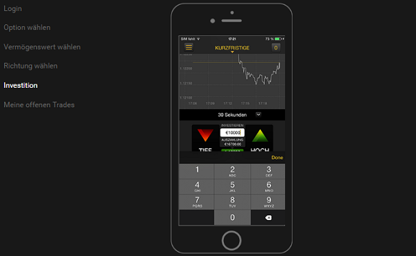 24option App Höhe des Investments