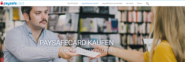 Die Homepage von paysafecard