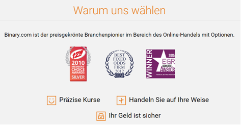 Die Startseite von Binary.com