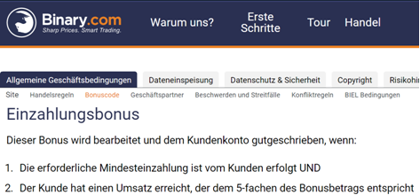 Die AGBs von Binary.com