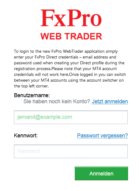 FxPro WebTrader Login