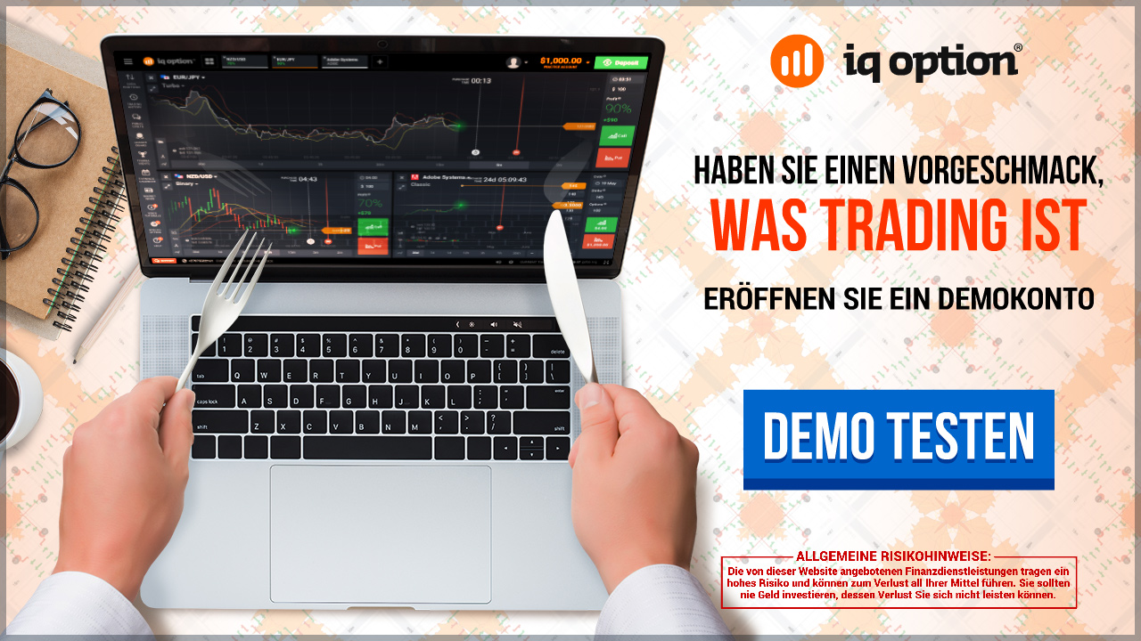 Mit einem Demokonto kann IQ Option vor einem Echtgeld-Trade ausgiebig getestet werden