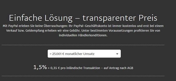 PayPal Gebühren für Geschäftskunden