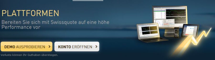 Swissquote Handelsplattformen: Zur Verfügung stehen Metatrader 4 und 5