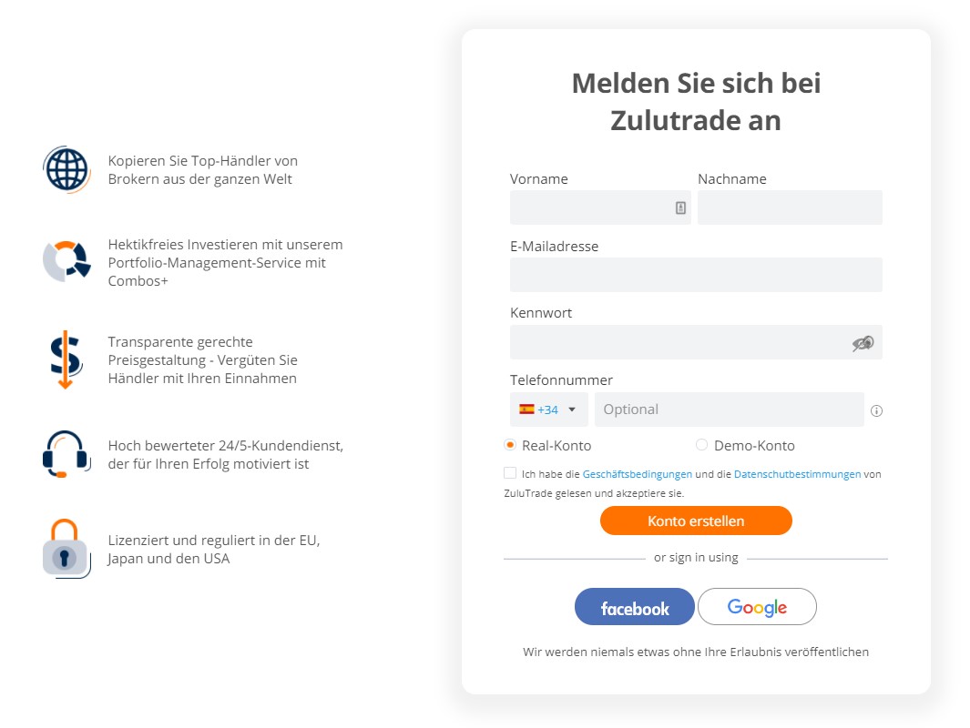 Die Android-App bei Zulutrade