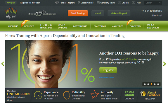 Alpari Webseite