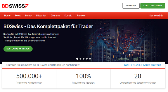 BDSwiss Webseite
