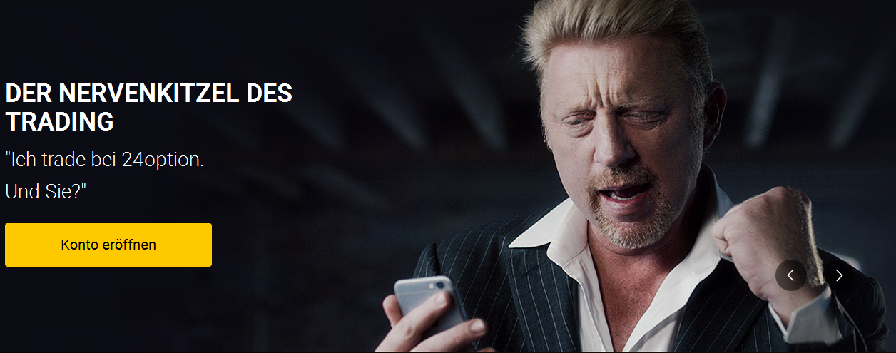 Boris Becker als Werbegesicht des Brokers 24option