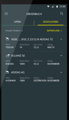 comdirect-Trading-App-Orderbuch