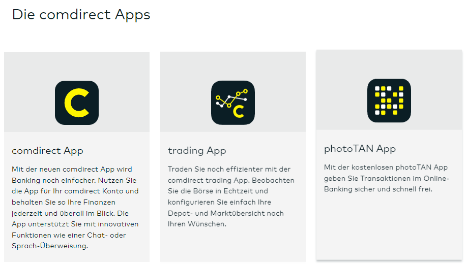 Die comdirect hat diverse Apps entwickelt
