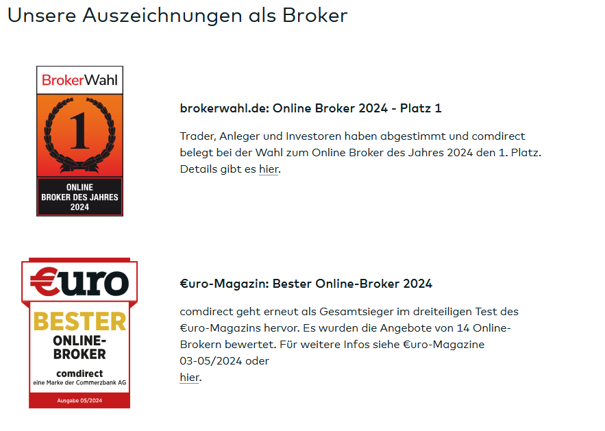 Die comdirect war „Online Broker Platz 1“