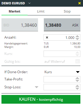 comdirect-CFD-Demokonto-Orderticket