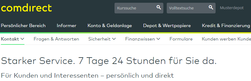 comdirect-Kundenservice-Übersicht