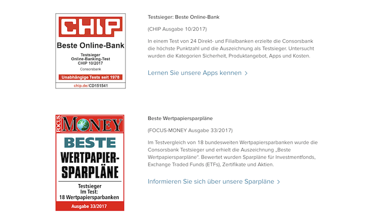 Consorsbank Auszeichnungen