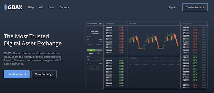 GDAX.com Homepage