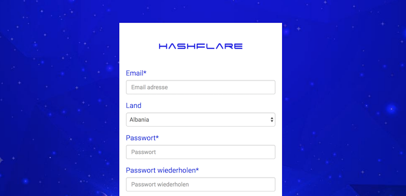 HashFlare Kontoeröffnung
