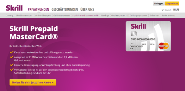 Das Kreditkartenangebot von Skrill