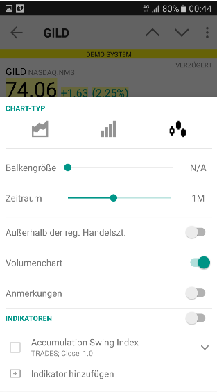 Lynx-App-Charteinstellungen