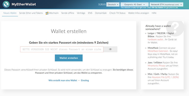 MyEtherWallet Homepage