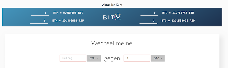 MyEtherWallet ETH gegen BTC wechseln