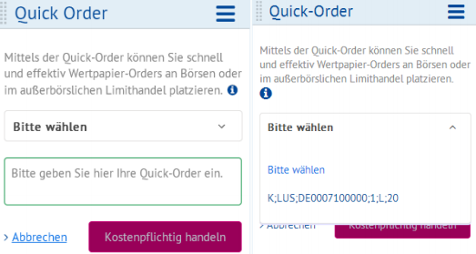 OnVista-Webtrading-Quickorder