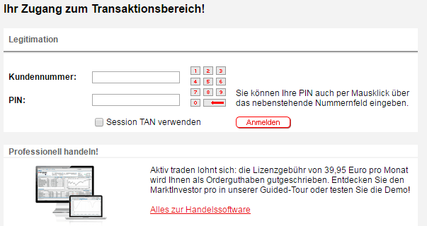 S-Broker-Login-Transaktionsbereich