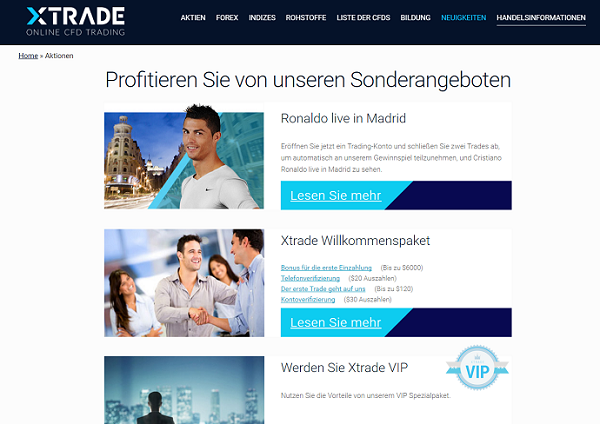 XTrade Sonderaktionen